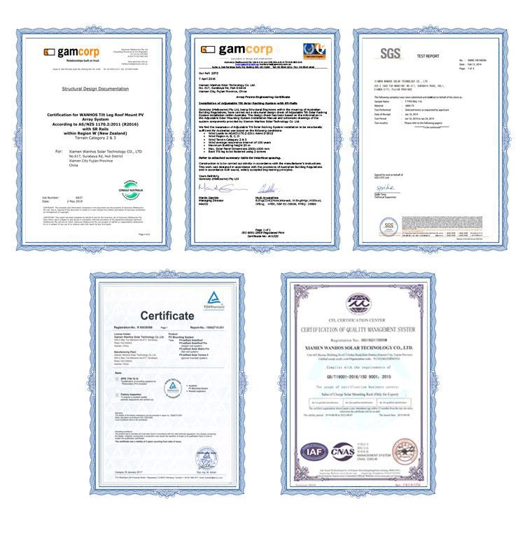 Certificate of Cement Roof Solar Mounting Aluminum Tri-Angle Brackets